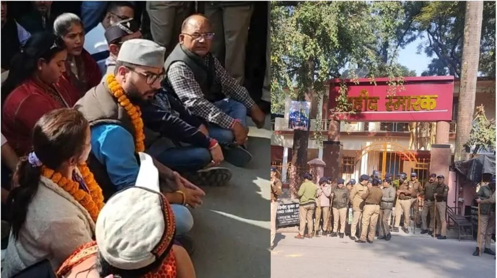 मूल निवास, भू कानून की मांग को लेकर अनशन, पुलिस ने शहीद स्मारक के गेट पर जड़ा ताला